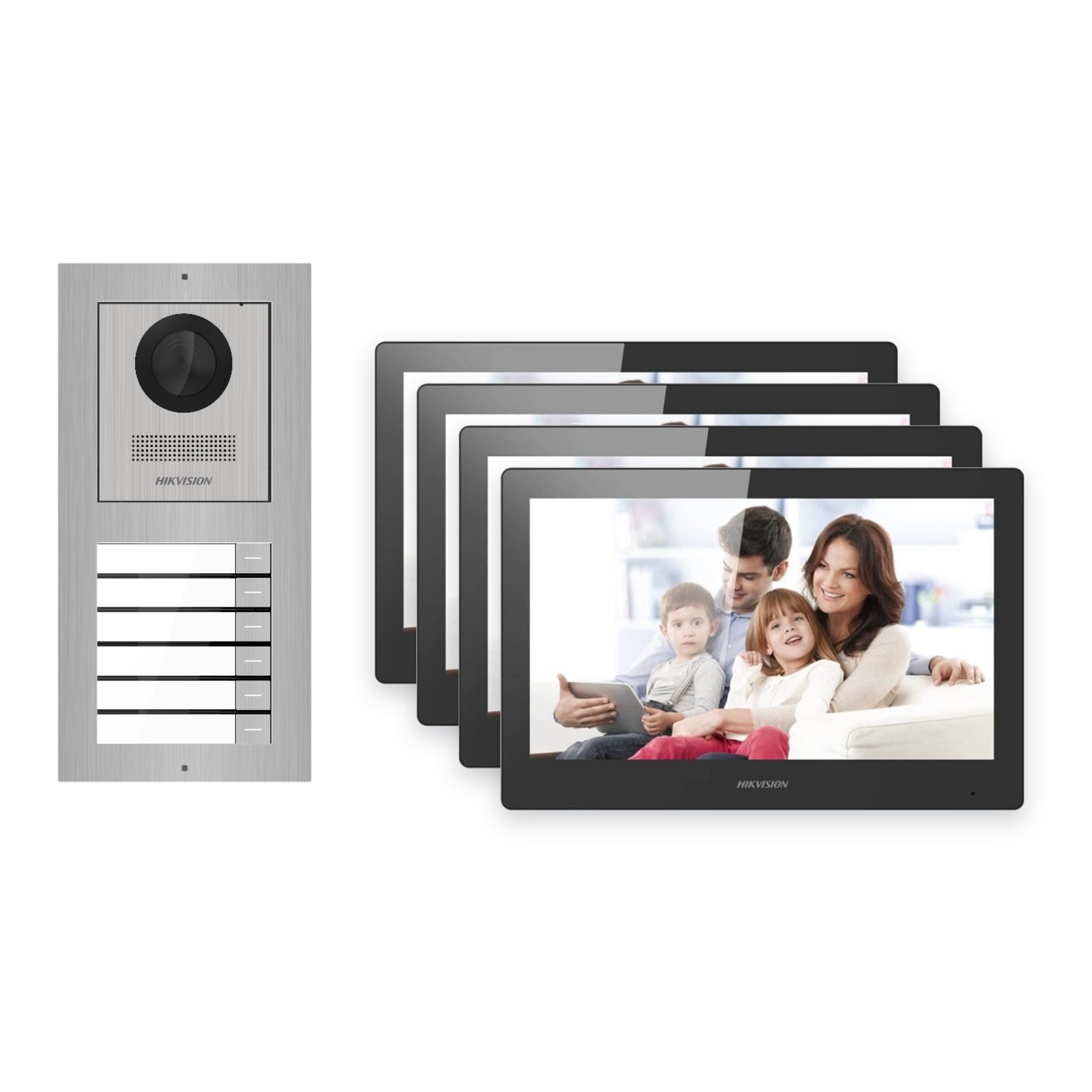 Hikvision PoE Video-Türsprechanlage 4-Familienhaus – Komplett-Set Edelstahl, DS-KH8520-WTE1, Aufputz Hikvision PoE Video-Türsprechanlage 4-Familienhaus – Komplett-Set Edelstahl, DS-KH8520-WTE1, Aufputz – Türstation und Innenstation
