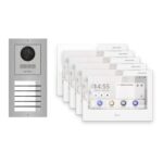 Hikvision PoE Video-Türsprechanlage 5-Familienhaus – Komplett-Set Edelstahl, DS-KH9310-WTE1(B), Aufputz – Türstation und Innenstation