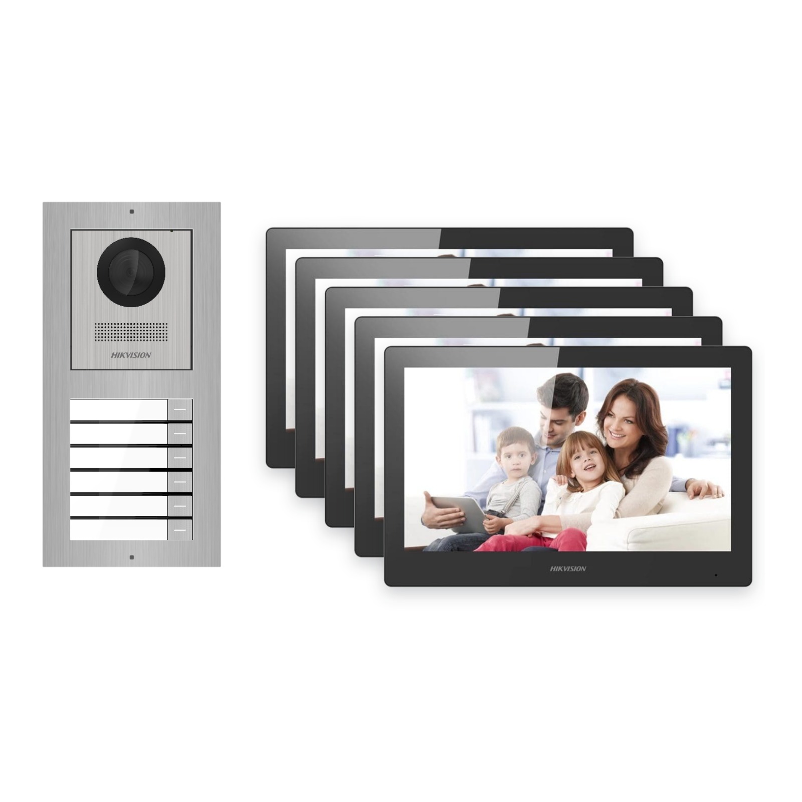 Hikvision PoE Video-Türsprechanlage 5-Familienhaus – Komplett-Set Edelstahl, DS-KH8520-WTE1, Aufputz Hikvision PoE Video-Türsprechanlage 5-Familienhaus – Komplett-Set Edelstahl, DS-KH8520-WTE1, Aufputz – Türstation und Innenstation