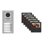 Hikvision PoE Video-Türsprechanlage 6-Familienhaus – Komplett-Set Edelstahl, DS-KH6110-WE1, Aufputz – Türstation und Innenstation