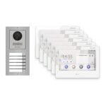 Hikvision PoE Video-Türsprechanlage 6-Familienhaus – Komplett-Set Edelstahl, DS-KH9310-WTE1(B), Aufputz – Türstation und Innenstation