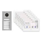 Hikvision PoE Video-Türsprechanlage 7-Familienhaus – Komplett-Set Edelstahl, DS-KH9310-WTE1(B), Aufputz – Türstation und Innenstation