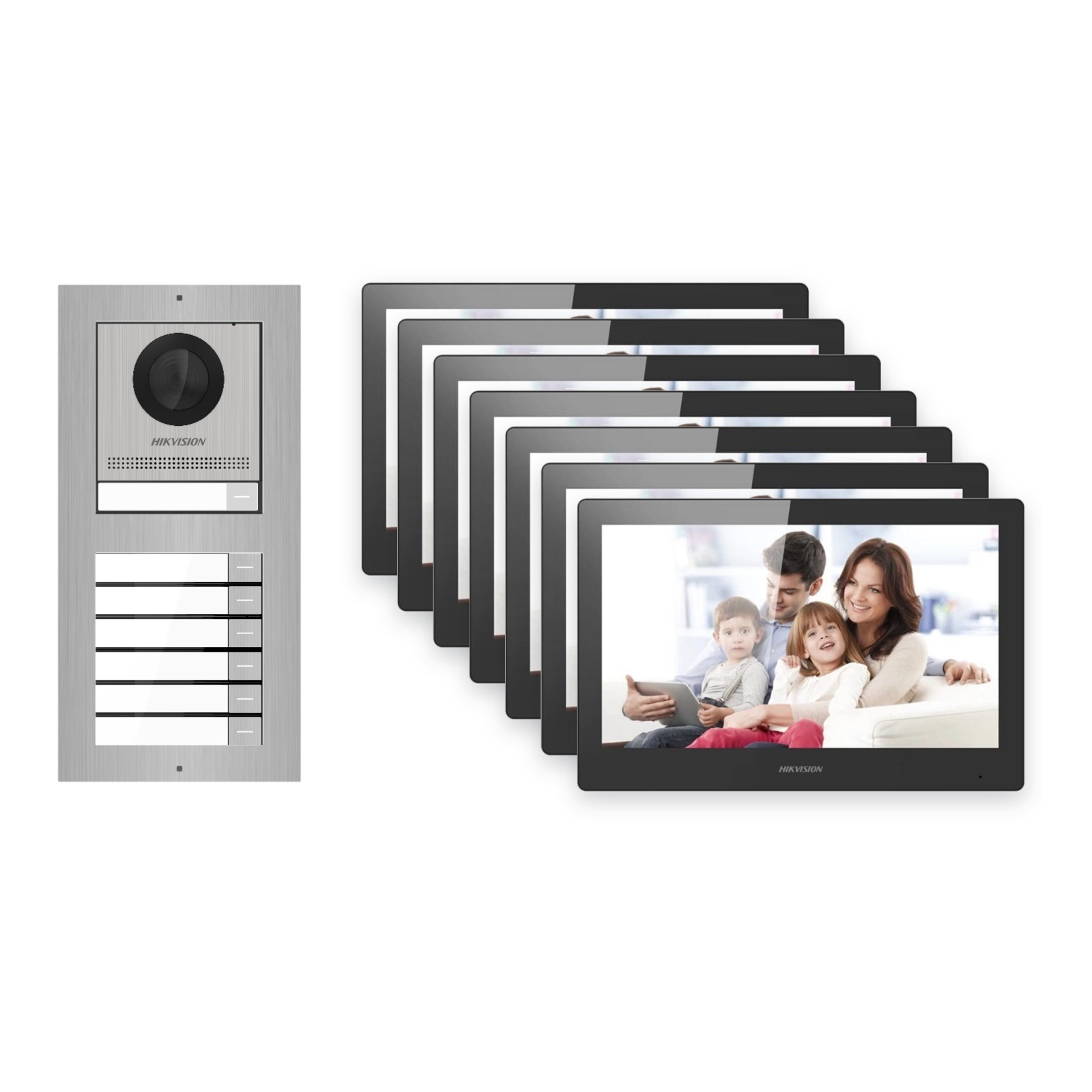 Hikvision PoE Video-Türsprechanlage 7-Familienhaus – Komplett-Set Edelstahl, DS-KH8520-WTE1, Aufputz Hikvision PoE Video-Türsprechanlage 7-Familienhaus – Komplett-Set Edelstahl, DS-KH8520-WTE1, Aufputz – Türstation und Innenstation