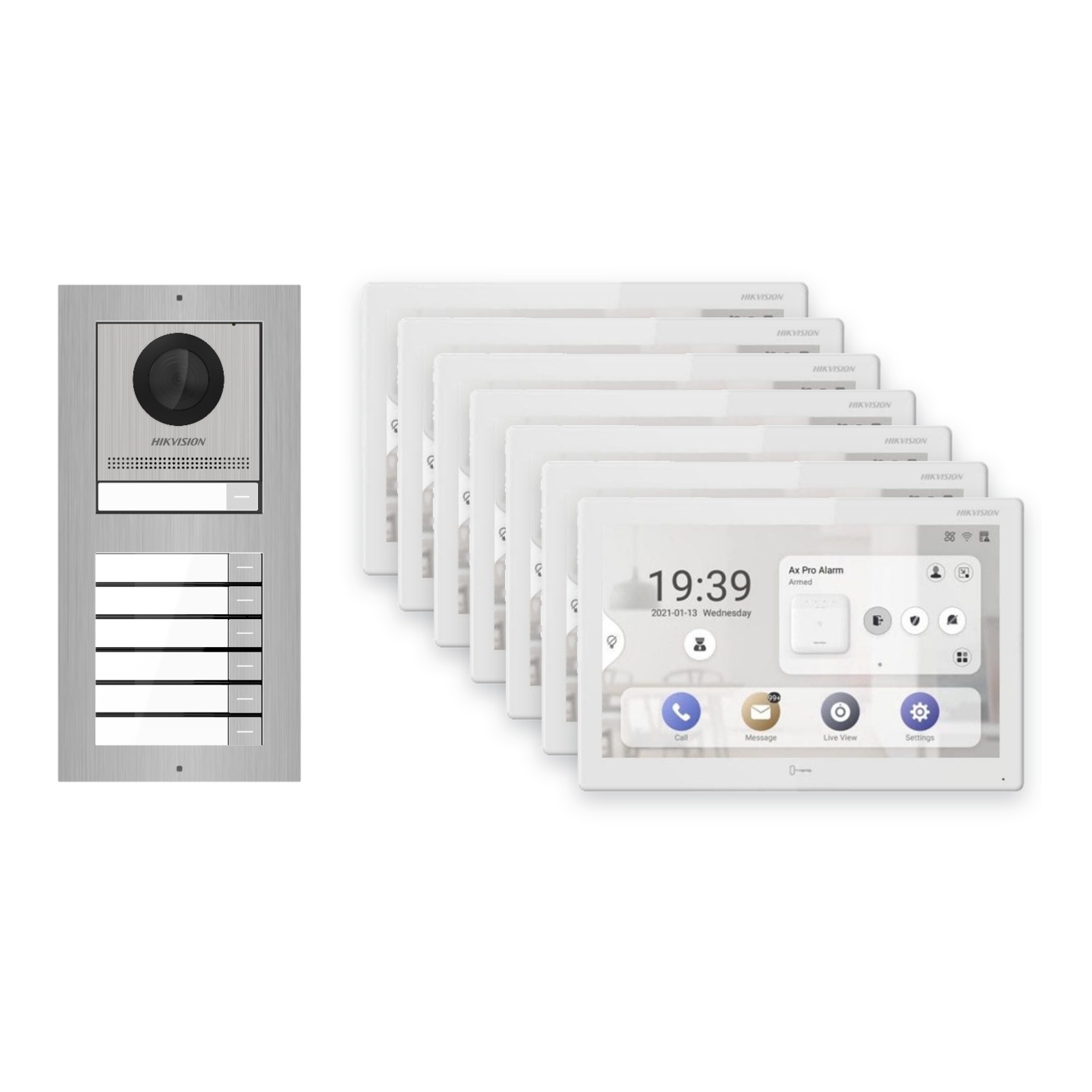 Hikvision PoE Video-Türsprechanlage 7-Familienhaus – Komplett-Set Edelstahl, DS-KH9510-WTE1(B), Aufputz Hikvision PoE Video-Türsprechanlage 7-Familienhaus – Komplett-Set Edelstahl, DS-KH9510-WTE1(B), Aufputz – Türstation und Innenstation