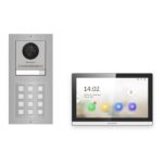 Hikvision PoE Video-Türsprechanlage Einfamilienhaus – Komplett-Set mit Zahlencode, DS-KH6350-WTE1, Aufputz – Türstation und Innenstation
