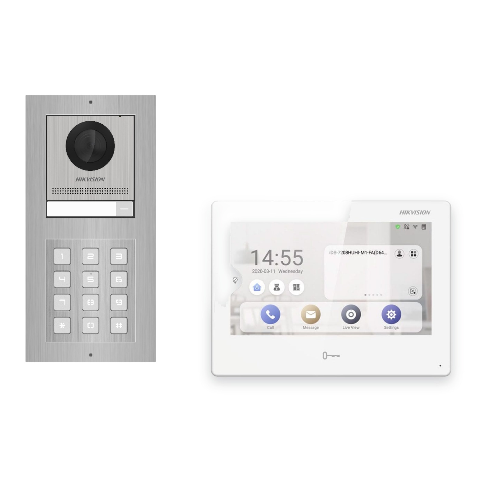Hikvision PoE Video-Türsprechanlage Einfamilienhaus – Komplett-Set mit Zahlencode, DS-KH9310-WTE1(B), Aufputz Hikvision PoE Video-Türsprechanlage Einfamilienhaus – Komplett-Set mit Zahlencode, DS-KH9310-WTE1(B), Aufputz – Türstation und Innenstation