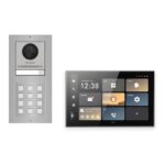 Hikvision PoE Video-Türsprechanlage Einfamilienhaus – Komplett-Set mit Zahlencode, DS-KH9570-WTE1/S, Aufputz – Türstation und Innenstation