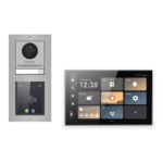 Hikvision PoE Video-Türsprechanlage Einfamilienhaus – Komplett-Set mit Touch-Display, DS-KH9570-WTE1/S, Aufputz – Türstation und Innenstation