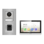 Hikvision PoE Video-Türsprechanlage Einfamilienhaus – Komplett-Set mit Fingerprint, DS-KH6350-WTE1, Unterputz – Türstation und Innenstation