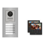 Hikvision PoE Video-Türsprechanlage 2-Familienhaus – Komplett-Set Edelstahl, DS-KH6110-WE1, Unterputz – Türstation und Innenstation