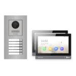 Hikvision PoE Video-Türsprechanlage 2-Familienhaus – Komplett-Set Edelstahl, DS-KH8381-WTE1, Unterputz – Türstation und Innenstation