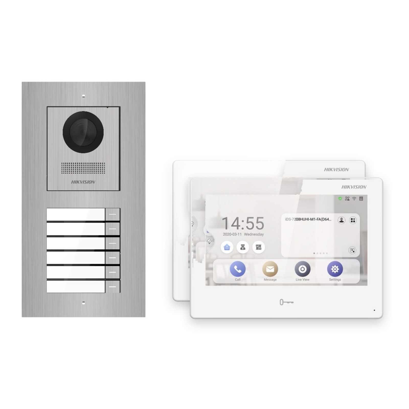 Hikvision PoE Video-Türsprechanlage 2-Familienhaus – Komplett-Set Edelstahl, DS-KH9310-WTE1(B), Unterputz Hikvision PoE Video-Türsprechanlage 2-Familienhaus – Komplett-Set Edelstahl, DS-KH9310-WTE1(B), Unterputz – Türstation und Innenstation
