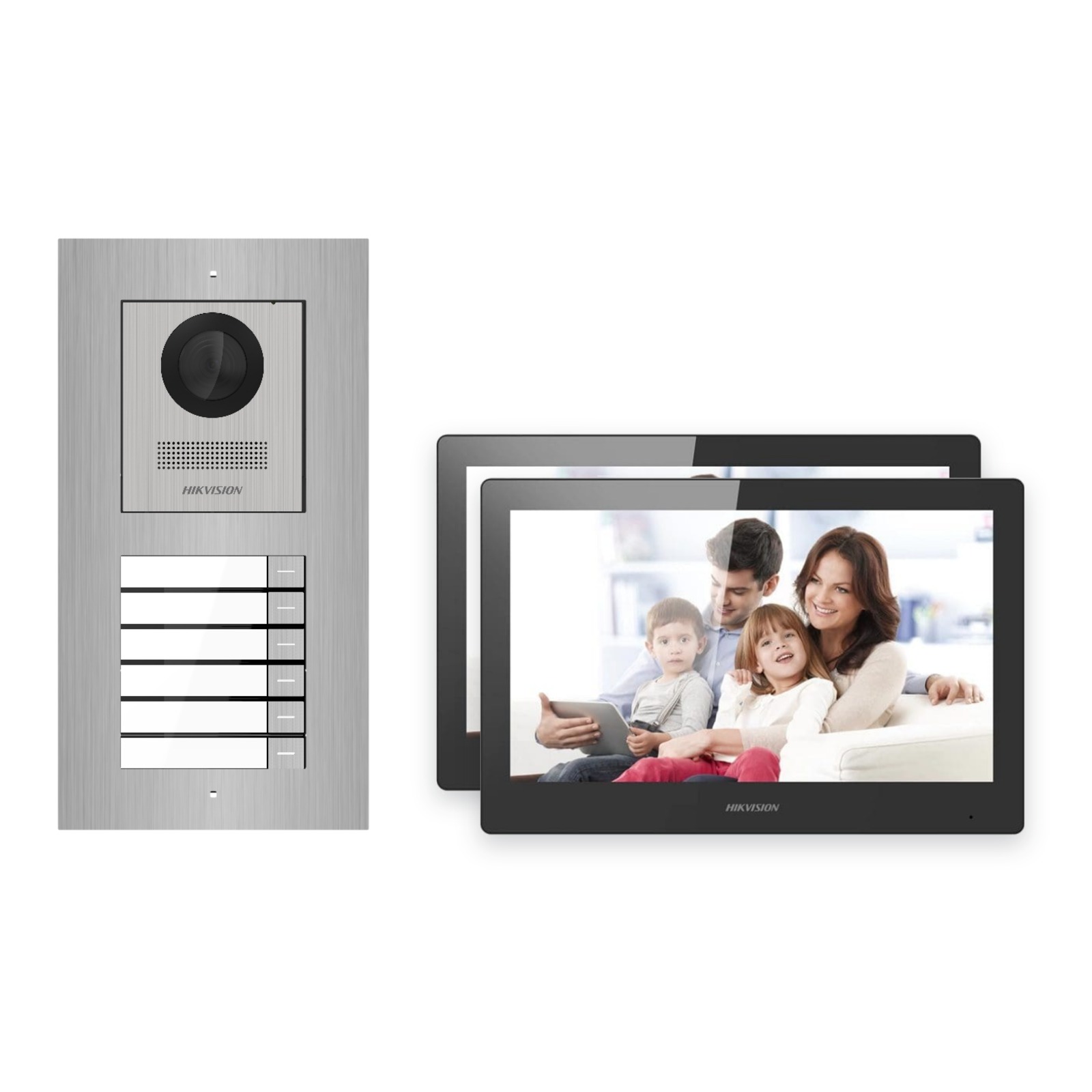 Hikvision PoE Video-Türsprechanlage 2-Familienhaus – Komplett-Set Edelstahl, DS-KH8520-WTE1, Unterputz Hikvision PoE Video-Türsprechanlage 2-Familienhaus – Komplett-Set Edelstahl, DS-KH8520-WTE1, Unterputz – Türstation und Innenstation