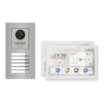Hikvision PoE Video-Türsprechanlage 2-Familienhaus – Komplett-Set Edelstahl, DS-KH9510-WTE1(B), Unterputz – Türstation und Innenstation