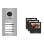 Hikvision PoE Video-Türsprechanlage 3-Familienhaus – Komplett-Set Edelstahl, DS-KH6110-WE1, Unterputz – Türstation und Innenstation