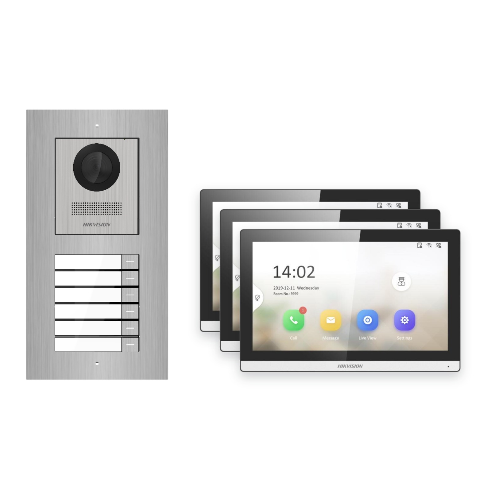 Hikvision PoE Video-Türsprechanlage 3-Familienhaus – Komplett-Set Edelstahl, DS-KH6350-WTE1, Unterputz Hikvision PoE Video-Türsprechanlage 3-Familienhaus – Komplett-Set Edelstahl, DS-KH6350-WTE1, Unterputz – Türstation und Innenstation