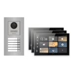 Hikvision PoE Video-Türsprechanlage 3-Familienhaus – Komplett-Set Edelstahl, DS-KH9570-WTE1/S, Unterputz – Türstation und Innenstation