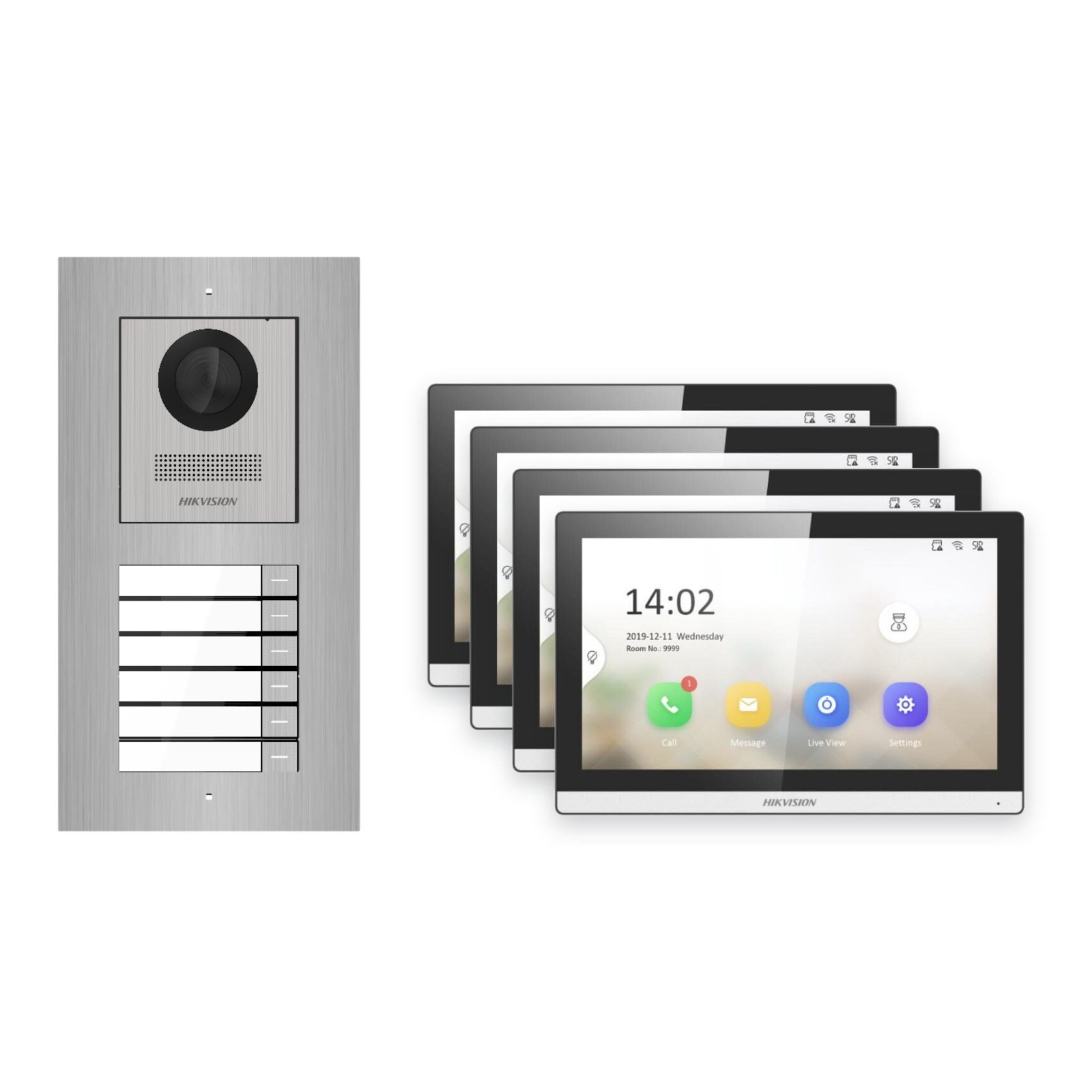 Hikvision PoE Video-Türsprechanlage 4-Familienhaus – Komplett-Set Edelstahl, DS-KH6350-WTE1, Unterputz Hikvision PoE Video-Türsprechanlage 4-Familienhaus – Komplett-Set Edelstahl, DS-KH6350-WTE1, Unterputz – Türstation und Innenstation