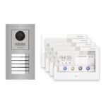 Hikvision PoE Video-Türsprechanlage 4-Familienhaus – Komplett-Set Edelstahl, DS-KH9310-WTE1(B), Unterputz – Türstation und Innenstation