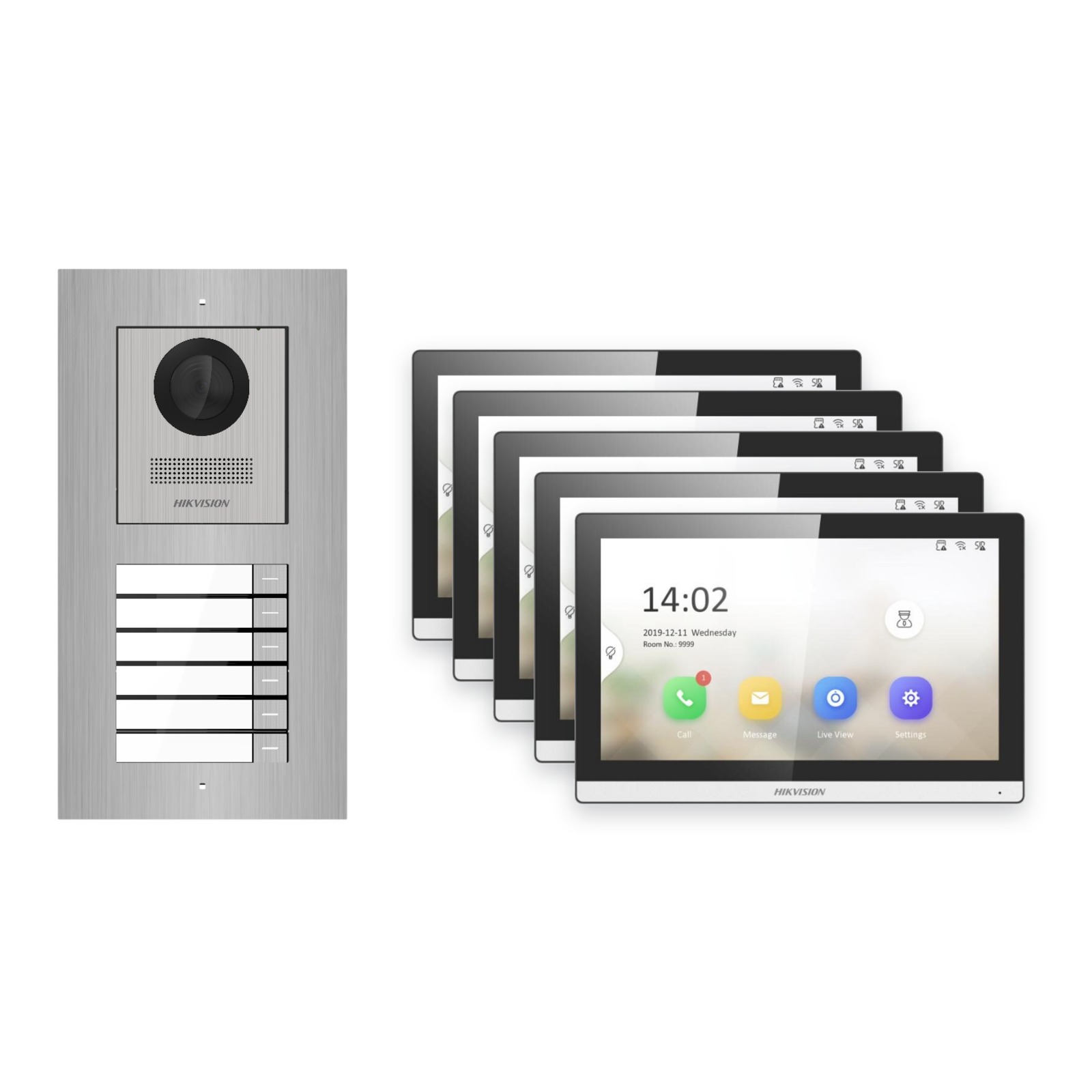 Hikvision PoE Video-Türsprechanlage 5-Familienhaus – Komplett-Set Edelstahl, DS-KH6350-WTE1, Unterputz Hikvision PoE Video-Türsprechanlage 5-Familienhaus – Komplett-Set Edelstahl, DS-KH6350-WTE1, Unterputz – Türstation und Innenstation