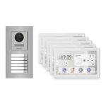 Hikvision PoE Video-Türsprechanlage 5-Familienhaus – Komplett-Set Edelstahl, DS-KH9510-WTE1(B), Unterputz – Türstation und Innenstation