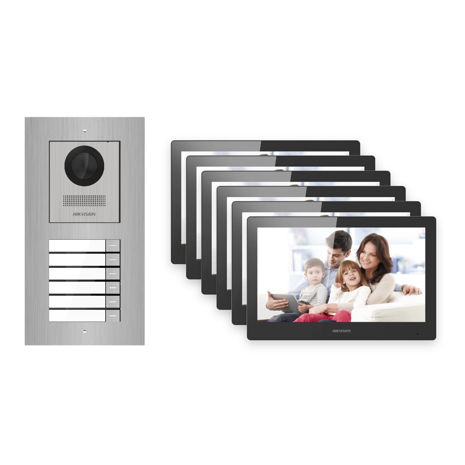 Hikvision PoE Video-Türsprechanlage 6-Familienhaus – Komplett-Set Edelstahl, DS-KH8520-WTE1, Unterputz Hikvision PoE Video-Türsprechanlage 6-Familienhaus – Komplett-Set Edelstahl, DS-KH8520-WTE1, Unterputz – Türstation und Innenstation