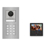 Hikvision PoE Video-Türsprechanlage Einfamilienhaus – Komplett-Set mit Zahlencode, DS-KH6110-WE1, Unterputz – Türstation und Innenstation