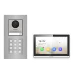 Hikvision PoE Video-Türsprechanlage Einfamilienhaus – Komplett-Set mit Zahlencode, DS-KH6350-WTE1, Unterputz – Türstation und Innenstation