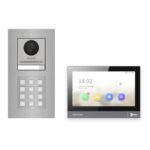 Hikvision PoE Video-Türsprechanlage Einfamilienhaus – Komplett-Set mit Zahlencode, DS-KH8381-WTE1, Unterputz – Türstation und Innenstation