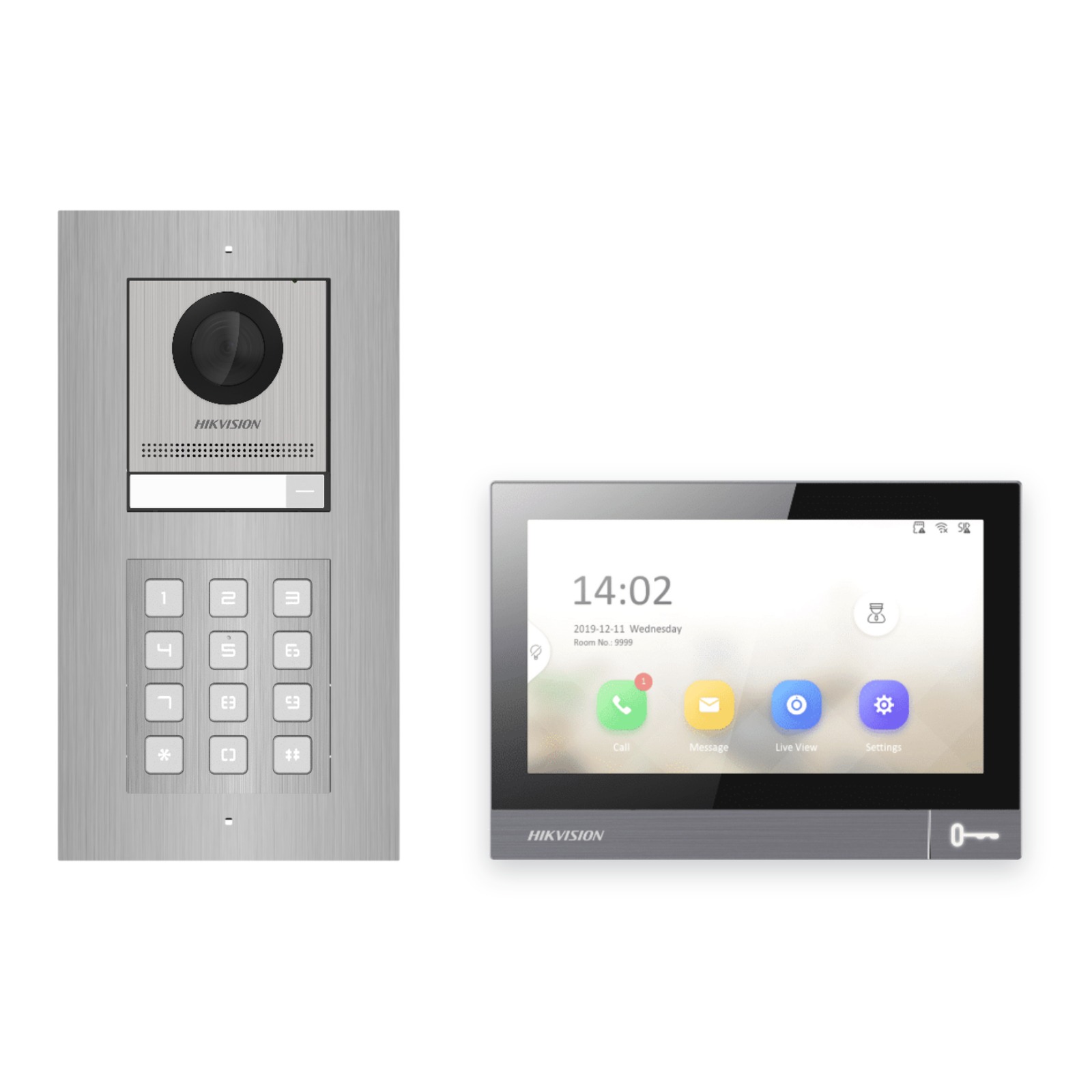 Hikvision PoE Video-Türsprechanlage Einfamilienhaus – Komplett-Set mit Zahlencode, DS-KH8381-WTE1, Unterputz Hikvision PoE Video-Türsprechanlage Einfamilienhaus – Komplett-Set mit Zahlencode, DS-KH8381-WTE1, Unterputz – Türstation und Innenstation