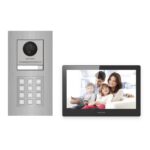 Hikvision PoE Video-Türsprechanlage Einfamilienhaus – Komplett-Set mit Zahlencode, DS-KH8520-WTE1, Unterputz – Türstation und Innenstation