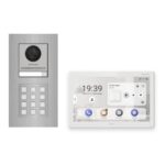 Hikvision PoE Video-Türsprechanlage Einfamilienhaus – Komplett-Set mit Zahlencode, DS-KH9510-WTE1(B), Unterputz – Türstation und Innenstation
