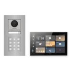Hikvision PoE Video-Türsprechanlage Einfamilienhaus – Komplett-Set mit Zahlencode, DS-KH9570-WTE1/S, Unterputz – Türstation und Innenstation
