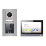 Hikvision PoE Video-Türsprechanlage Einfamilienhaus – Komplett-Set mit Touch-Display, DS-KH8381-WTE1, Unterputz – Türstation und Innenstation