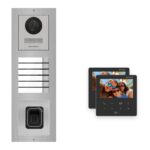 Hikvision PoE Video-Türsprechanlage 2-Familienhaus – Komplett-Set mit Fingerprint, DS-KH6110-WE1, Aufputz – Türstation und Innenstation