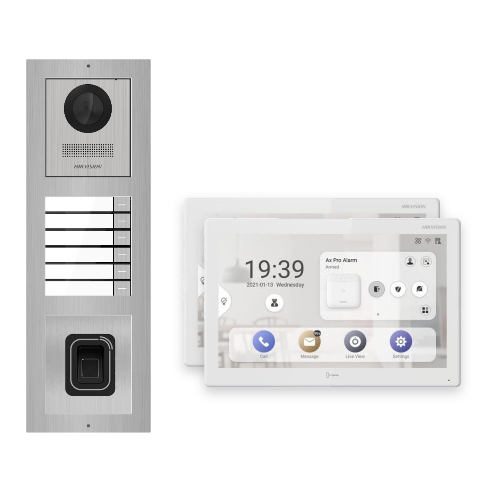 Hikvision PoE Video-Türsprechanlage 2-Familienhaus – Komplett-Set mit Fingerprint, DS-KH9510-WTE1(B), Aufputz Hikvision PoE Video-Türsprechanlage 2-Familienhaus – Komplett-Set mit Fingerprint, DS-KH9510-WTE1(B), Aufputz – Türstation und Innenstation