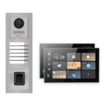Hikvision PoE Video-Türsprechanlage 2-Familienhaus – Komplett-Set mit Fingerprint, DS-KH9570-WTE1/S, Aufputz – Türstation und Innenstation