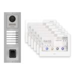 Hikvision PoE Video-Türsprechanlage 6-Familienhaus – Komplett-Set mit Fingerprint, DS-KH9310-WTE1(B), Aufputz – Türstation und Innenstation
