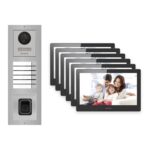 Hikvision PoE Video-Türsprechanlage 6-Familienhaus – Komplett-Set mit Fingerprint, DS-KH8520-WTE1, Aufputz – Türstation und Innenstation