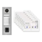 Hikvision PoE Video-Türsprechanlage 7-Familienhaus – Komplett-Set mit Fingerprint, DS-KH9310-WTE1(B), Aufputz – Türstation und Innenstation