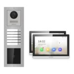Hikvision PoE Video-Türsprechanlage 2-Familienhaus – Komplett-Set mit Kartenleser, DS-KH6350-WTE1, Aufputz – Türstation und Innenstation