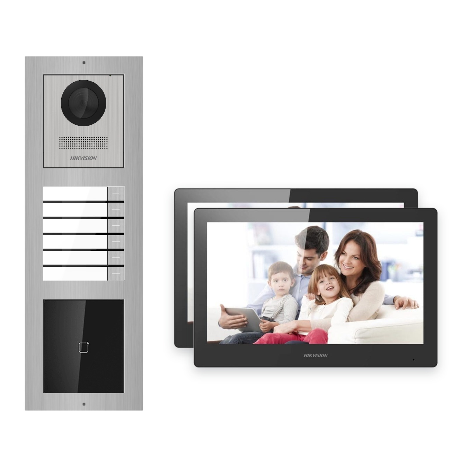 Hikvision PoE Video-Türsprechanlage 2-Familienhaus – Komplett-Set mit Kartenleser, DS-KH8520-WTE1, Aufputz Hikvision PoE Video-Türsprechanlage 2-Familienhaus – Komplett-Set mit Kartenleser, DS-KH8520-WTE1, Aufputz – Türstation und Innenstation