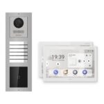 Hikvision PoE Video-Türsprechanlage 2-Familienhaus – Komplett-Set mit Kartenleser, DS-KH9510-WTE1(B), Aufputz – Türstation und Innenstation