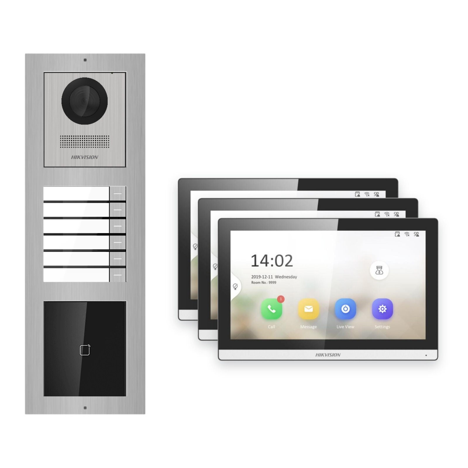 Hikvision PoE Video-Türsprechanlage 3-Familienhaus – Komplett-Set mit Kartenleser, DS-KH6350-WTE1, Aufputz Hikvision PoE Video-Türsprechanlage 3-Familienhaus – Komplett-Set mit Kartenleser, DS-KH6350-WTE1, Aufputz – Türstation und Innenstation