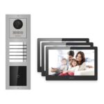 Hikvision PoE Video-Türsprechanlage 3-Familienhaus – Komplett-Set mit Kartenleser, DS-KH8520-WTE1, Aufputz – Türstation und Innenstation