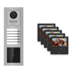Hikvision PoE Video-Türsprechanlage 5-Familienhaus – Komplett-Set mit Kartenleser, DS-KH6110-WE1, Aufputz – Türstation und Innenstation