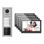 Hikvision PoE Video-Türsprechanlage 5-Familienhaus – Komplett-Set mit Kartenleser, DS-KH8520-WTE1, Aufputz – Türstation und Innenstation