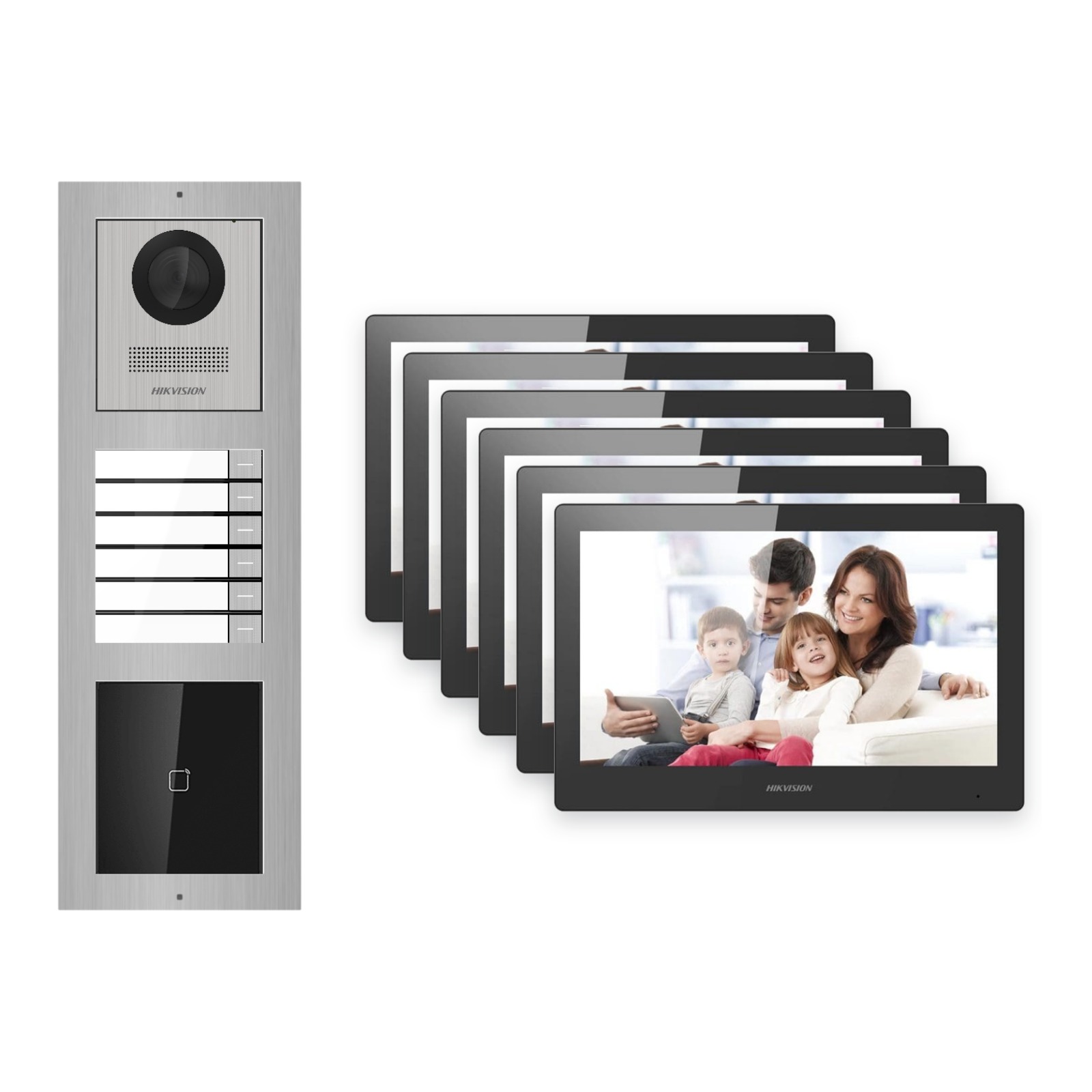 Hikvision PoE Video-Türsprechanlage 6-Familienhaus – Komplett-Set mit Kartenleser, DS-KH8520-WTE1, Aufputz Hikvision PoE Video-Türsprechanlage 6-Familienhaus – Komplett-Set mit Kartenleser, DS-KH8520-WTE1, Aufputz – Türstation und Innenstation