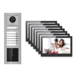 Hikvision PoE Video-Türsprechanlage 7-Familienhaus – Komplett-Set mit Kartenleser, DS-KH8520-WTE1, Aufputz – Türstation und Innenstation