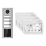 Hikvision PoE Video-Türsprechanlage 7-Familienhaus – Komplett-Set mit Kartenleser, DS-KH9510-WTE1(B), Aufputz – Türstation und Innenstation